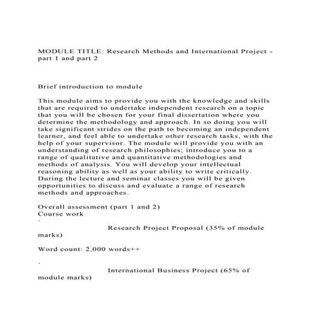 MODULE TITLE Research Methods and International Project - part .docx