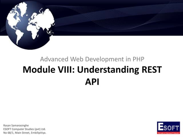 Advanced Web Development in PHP - Understanding REST API