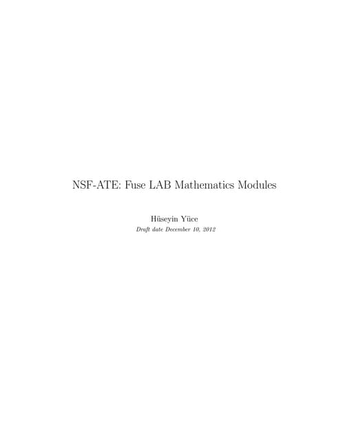 Math Modules (DRAFT)