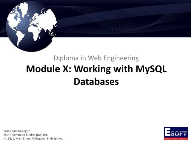 DIWE - Working with MySQL Databases