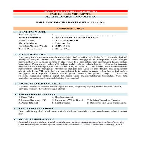 Modul Informatika kurikulum merdeka kelas 8 Bab 1.docx