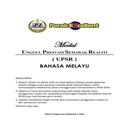 Modul latihan bahasa melayu format baharu upsr