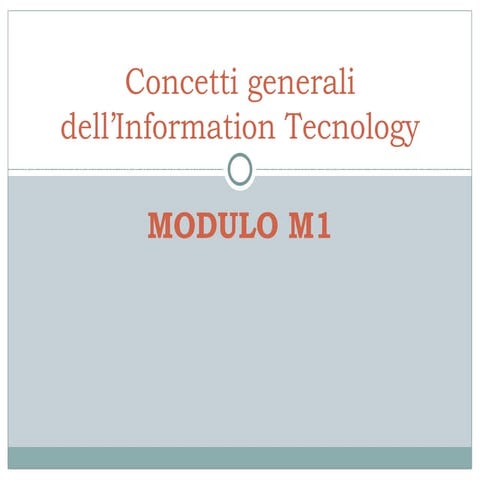 Modulo 1 Concetti Generali