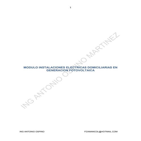 Modulo Instalaciones electricas domiciliarias en generacion fotovoltaica