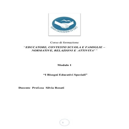 Modulo 1. i bisogni educativi speciali bes