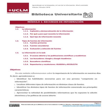 Modulo 1. Recursos de información (Edición octubre 2018)