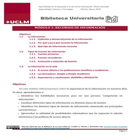 Modulo 1. Recursos de información