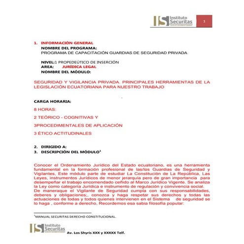 Modulo 1 elementos legislación