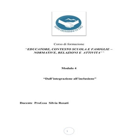 Modulo 4. dall' integrazione all'inclusione