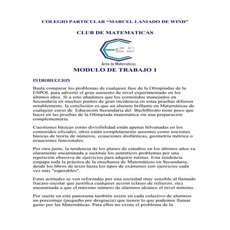 Modulo de entrenamiento de olimpiadas matematicas
