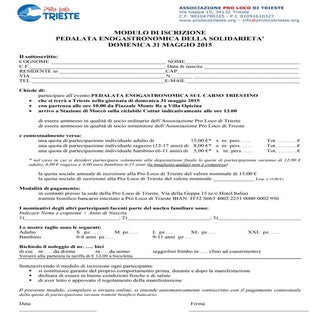 Modulo di iscrizione pedalata 2015