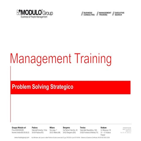 Modulo Group - Management Training - Problem Solving Strategico | PDF