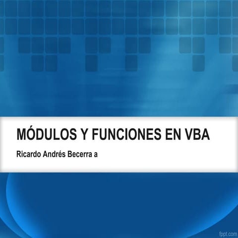 Modulos y funciones en VBA