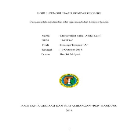 Modul penggunaan kompas geologi agp bandung 2