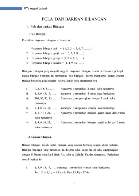 Modul pola dan barisan bilangan