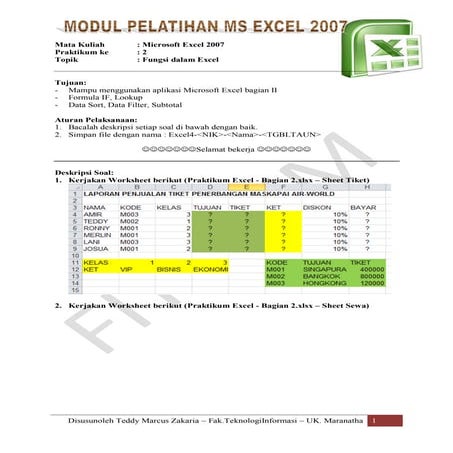 Modul praktikum excel function