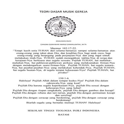 Modul teori dasar musik gereja