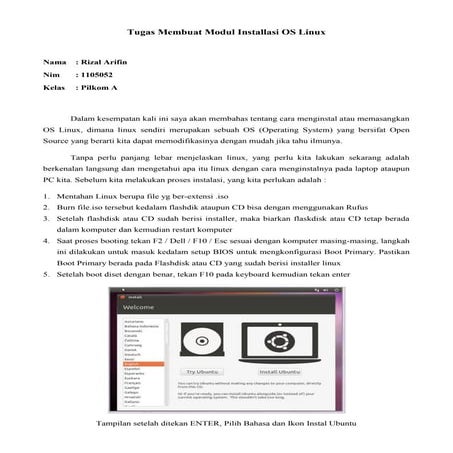 Modul ubuntu rizal arifin 1105052