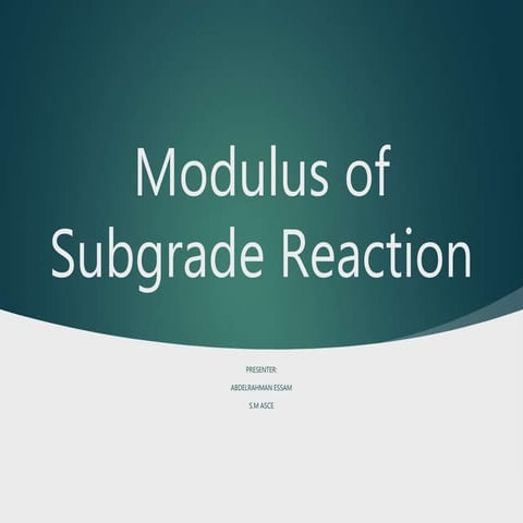 Modulus of subgrade reaction | PPT