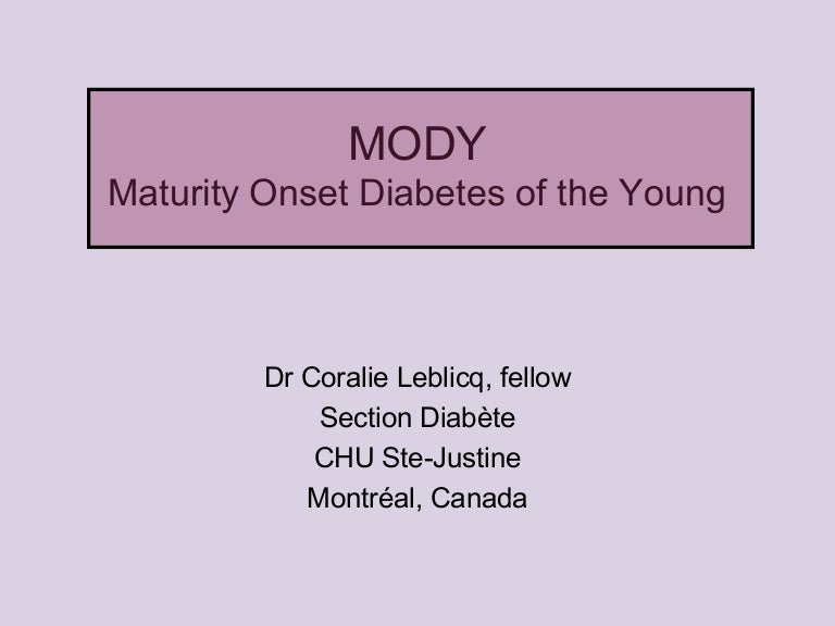 Le diabète de type MODY