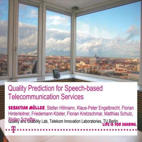 Quality Prediction for Speech-based Telecommunication Services