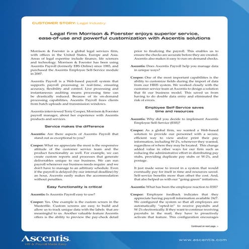 Ascentis Case Study -  Morrison &amp; Foerster