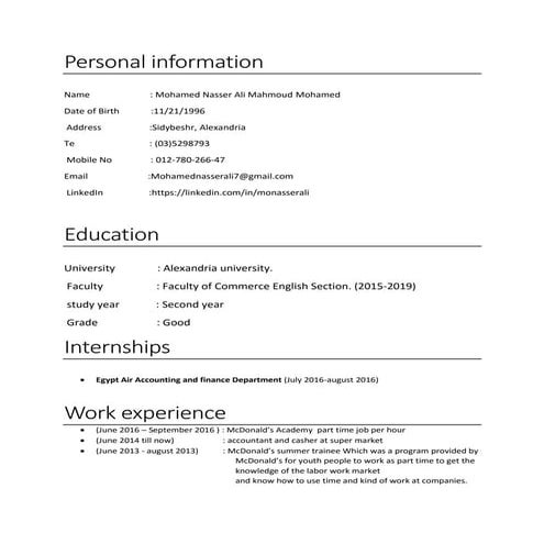 Mohamed Nasser CV