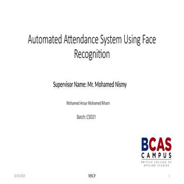 Automated Attendance System Using Face Recognition | Mohamed Riham - Final Pr...