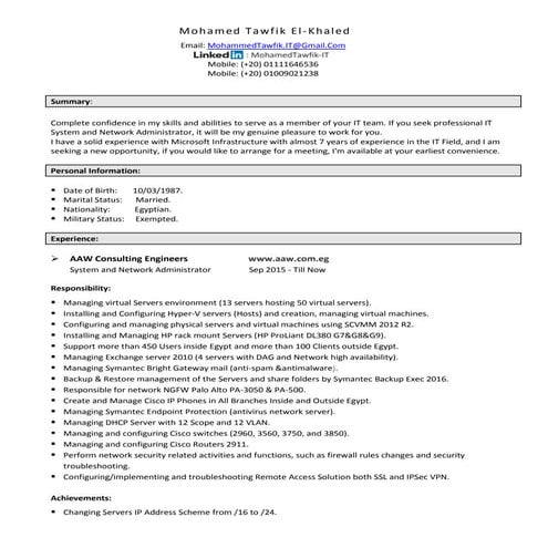 System and Network administrator