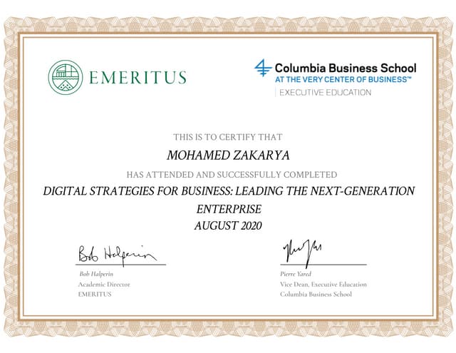 Mohamed zakarya certificates