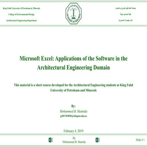 Microsoft Excel: Applications of the Software in the Architectural ...
