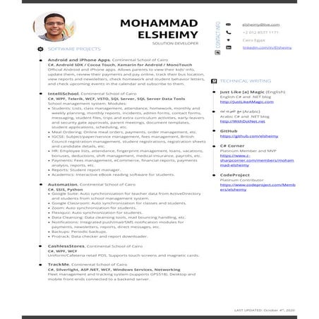 Mohammad Elsheimy - Solution Developer (CV)