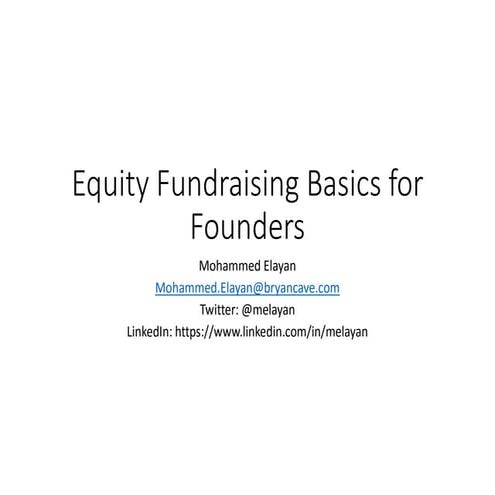 Equity Fundraising Founders Basics for Founders | Mohammed Elayan | Lunch & L...