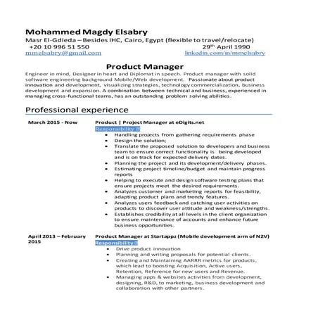 Mohammed Elsabry pm resume