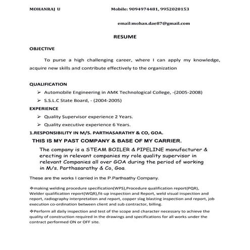 Chandan Kumar resume | DOC