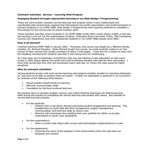 Mohd outreach activities