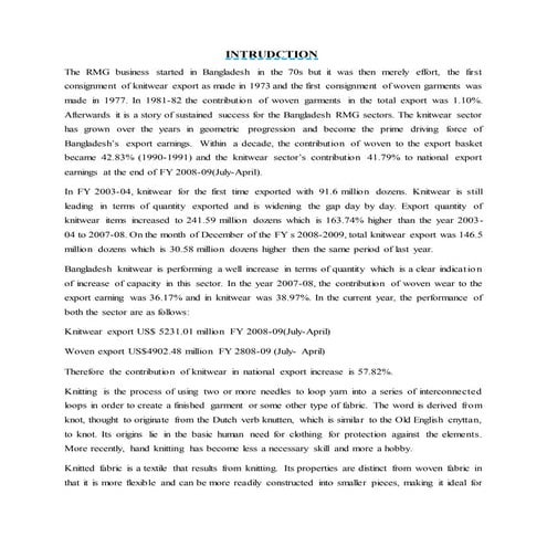 Process flow of knit industry for a basic t-shirt