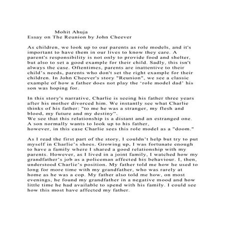 Mohit AhujaEssay on The Reunion by John Cheever As childre.docx