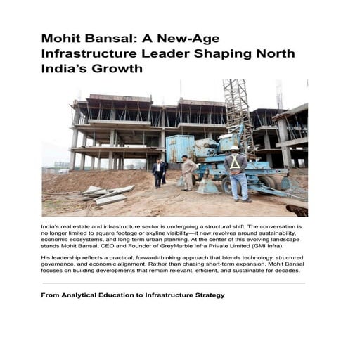 Mohit Bansal: Visionary Infrastructure Leadership Driving Sustainable ...