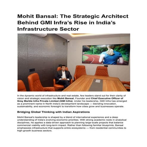 Mohit Bansal_ The Strategic Architect Behind GMI Infra’s Rise in India ...