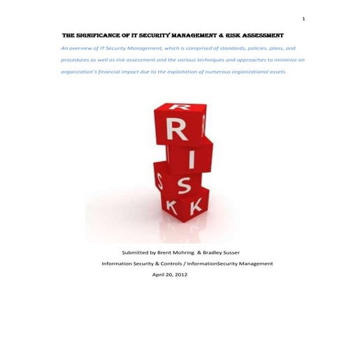 The Significance of IT Security Management & Risk Assessment