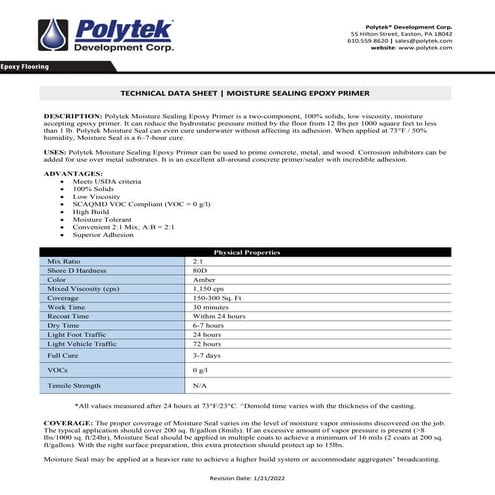 TECHNICAL DATA SHEET | CONCRETE EPOXY FLOOR PATCH PASTE | PDF