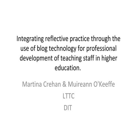 Integrating Blogs for reflective practice