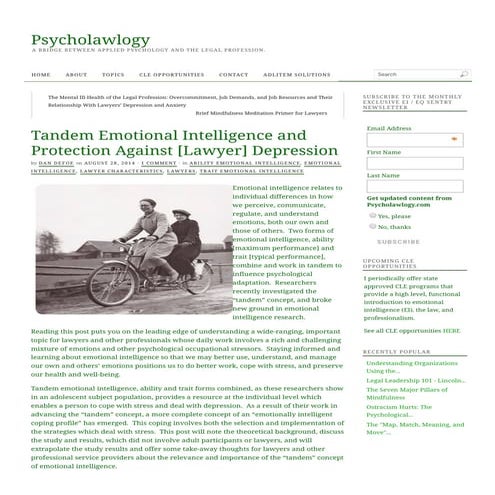Psycholawlogy emotional intelligence stress management articles 