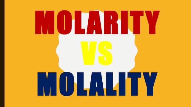 Molarity vs Molality