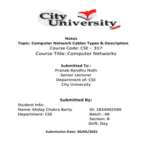 Cable & its description | PDF | Computer Networking | Computing