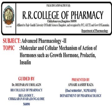 Molecular and Cellular Mechanism of Action of Hormones such as Growth Hormone...