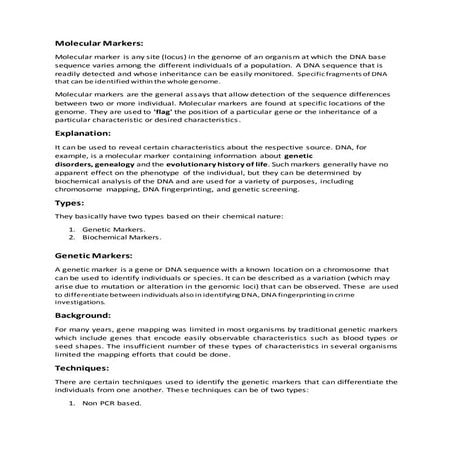 Molecular markers | PDF