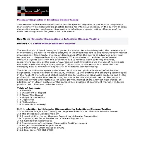 Molecular diagnostics in infectious disease testing | PDF