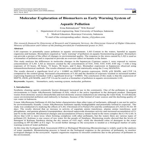 Molecular exploration of biomarkers as early warning system of aquatic pollution